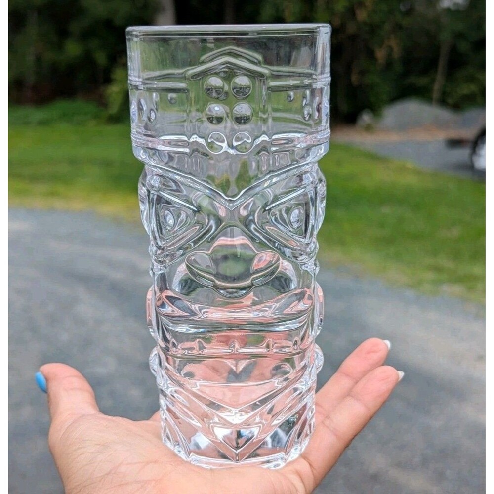 Clear Tiki Glasses Set of 2‎ - 14 Oz Cocktail Highball Glasses With Straws
